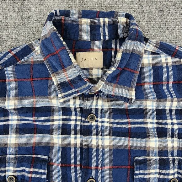 JACHS Shirt Mens Tall Large Blue Plaid Flannel Long Sleeve Hiking Button Up - Picture 10 of 16